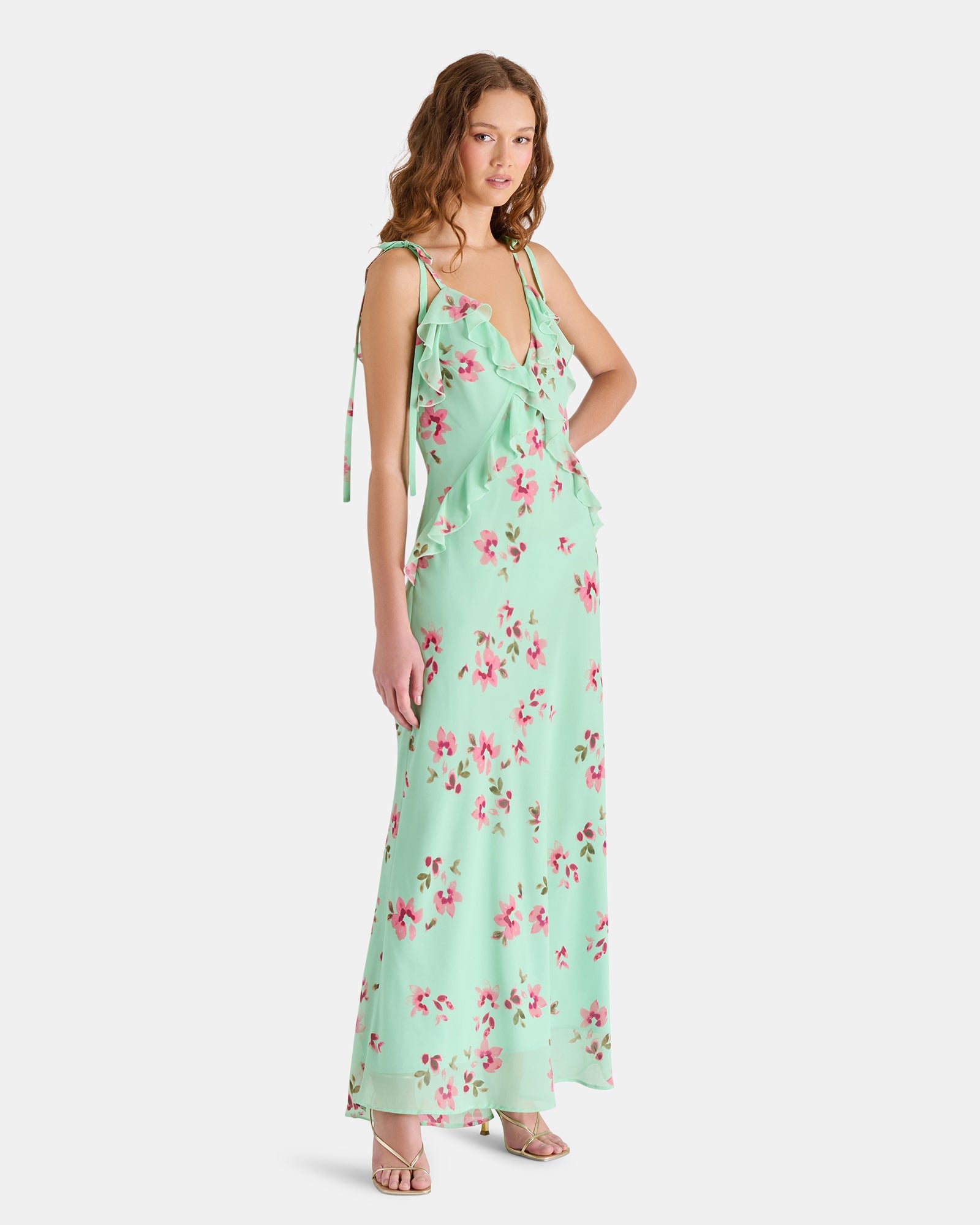 ADALINA DRESS MINT FLORAL GREEN - Clothing - Steve Madden Canada