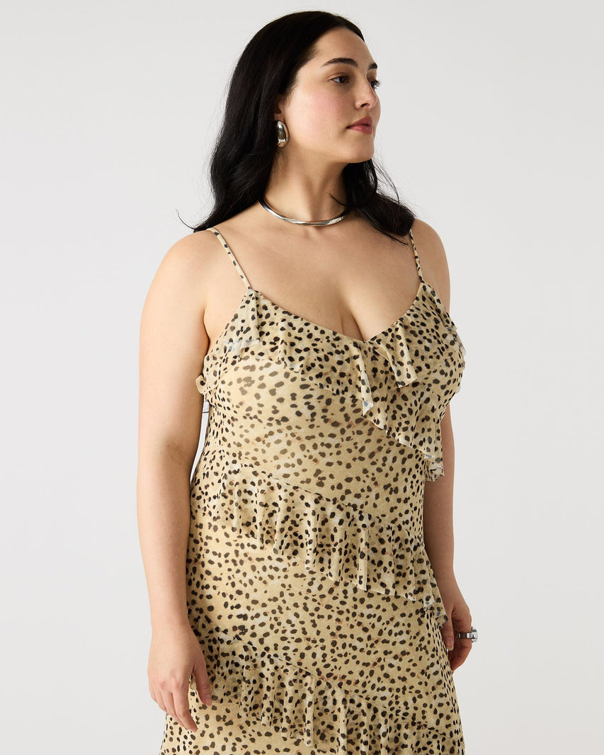 AIDA DRESS LEOPARD TAN MULTI - Clothing - Steve Madden Canada
