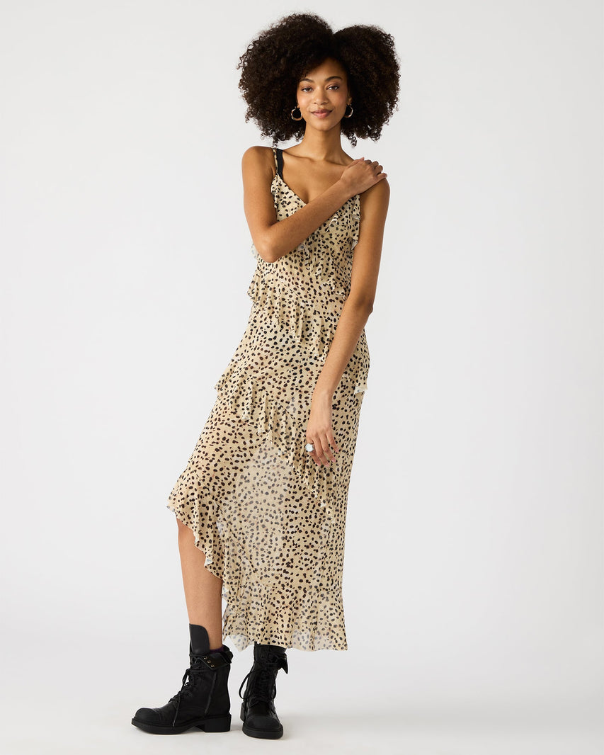AIDA DRESS LEOPARD TAN MULTI - Clothing - Steve Madden Canada