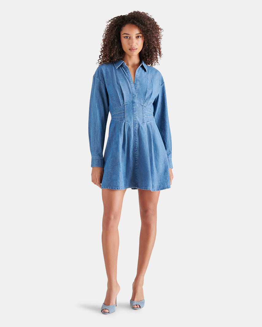 ARIA DRESS DENIM LIGHT BLUE DENIM - Clothing - Steve Madden Canada
