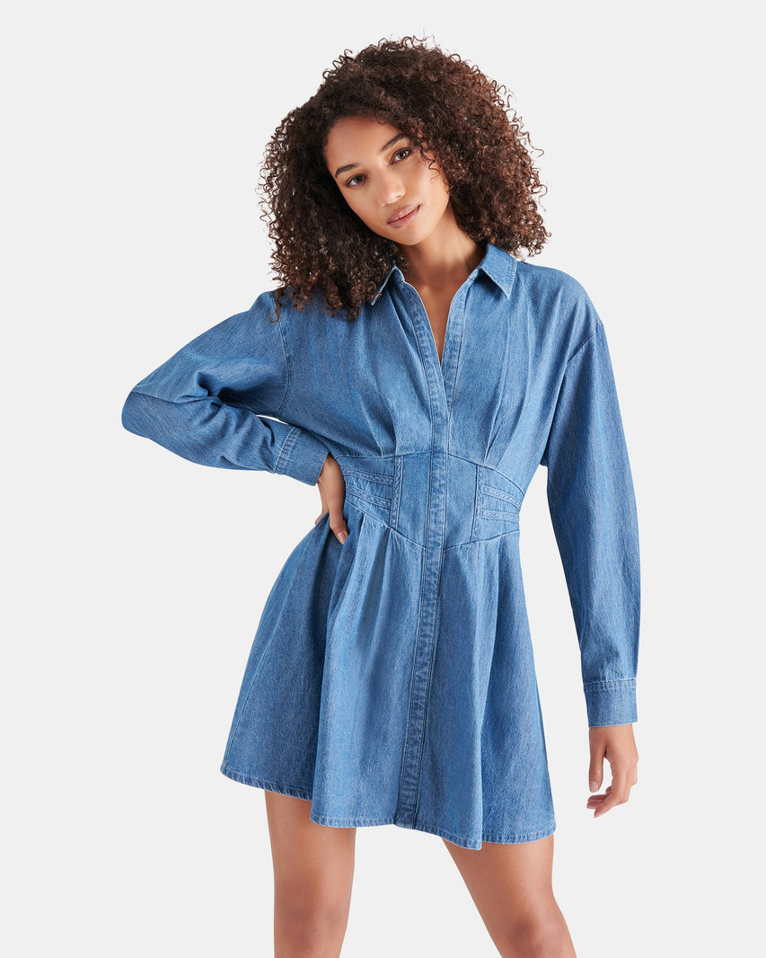 ARIA DRESS DENIM LIGHT BLUE DENIM - Clothing - Steve Madden Canada