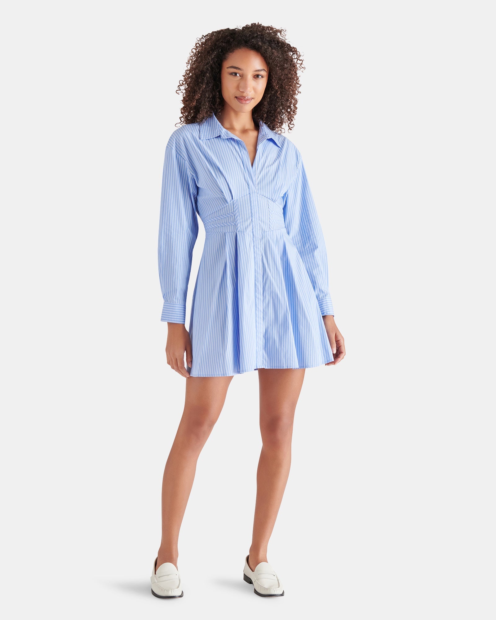 ARIA DRESS STRIPED BLUE MULTI - Clothing - Steve Madden Canada