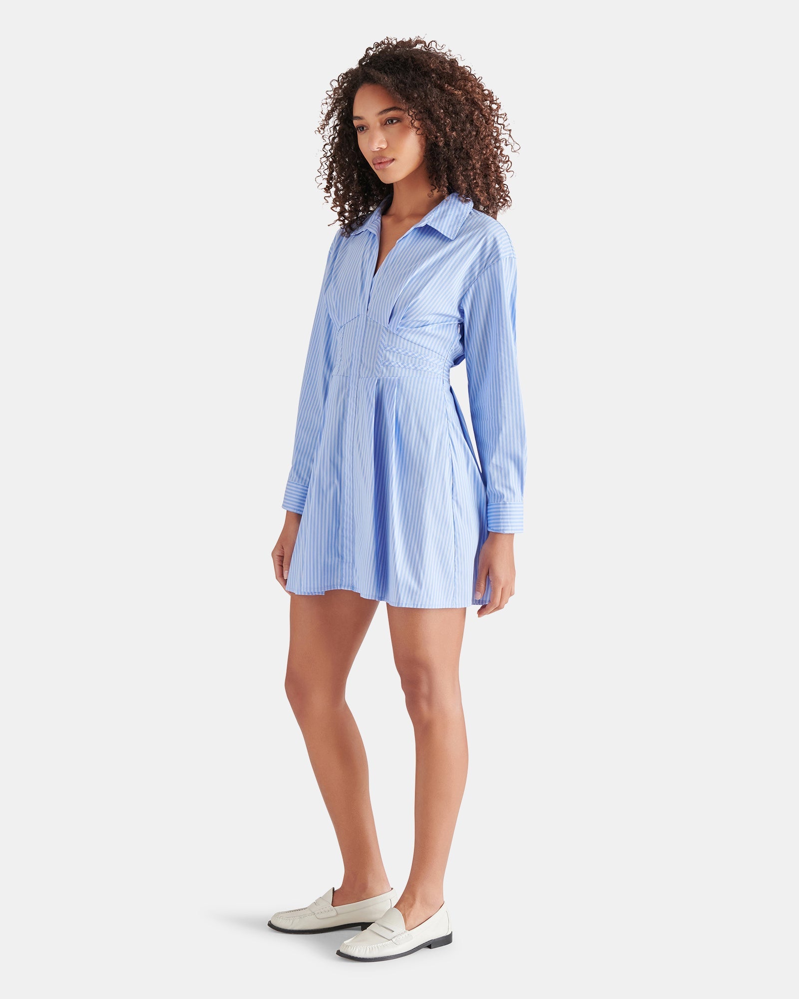 ARIA DRESS STRIPED BLUE MULTI - Clothing - Steve Madden Canada