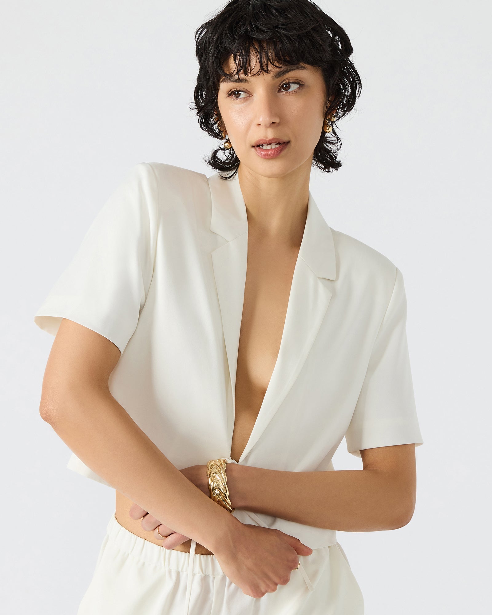 FIA BLAZER TOP WHITE - Clothing - Steve Madden Canada