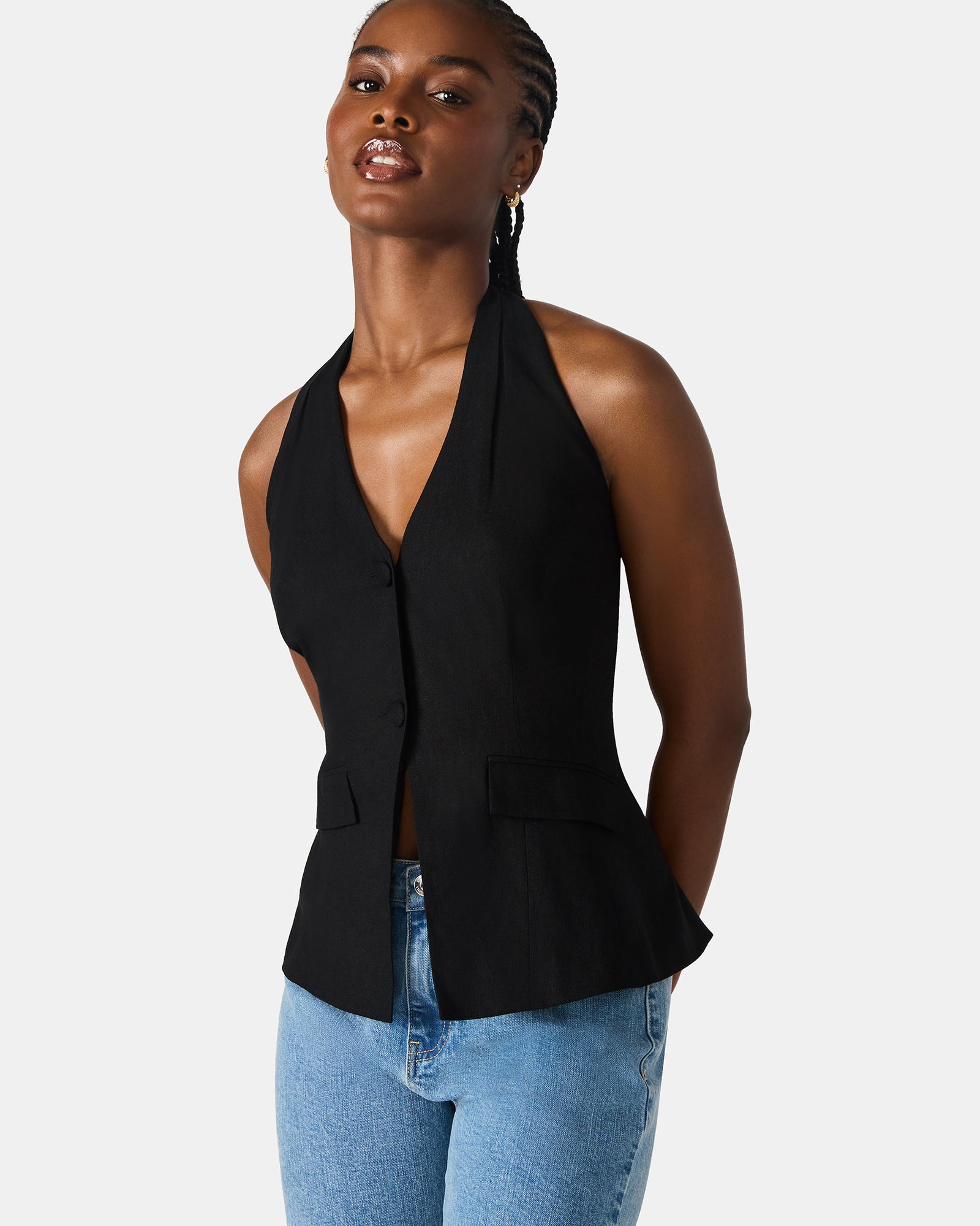 BRIELLE VEST BLACK - Clothing - Steve Madden Canada