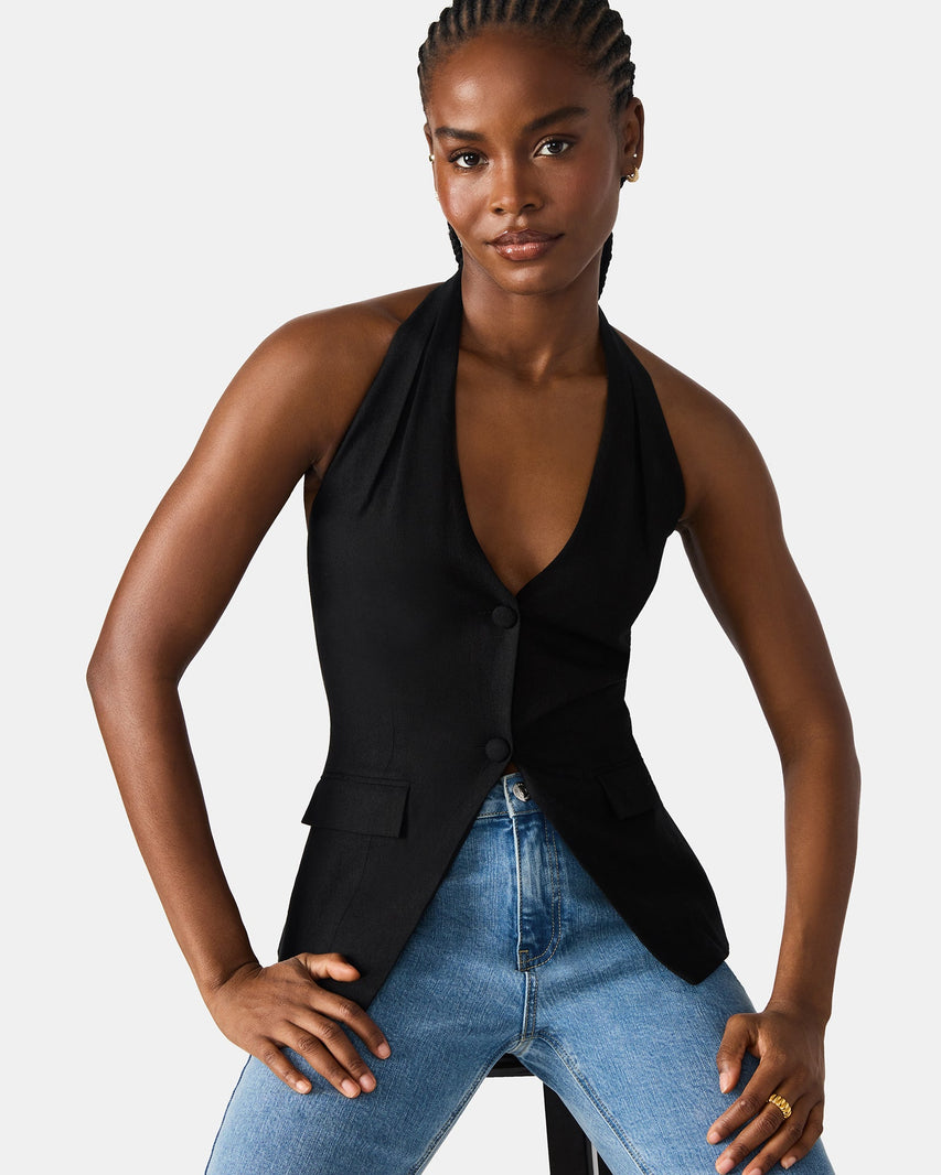 BRIELLE VEST BLACK - Clothing - Steve Madden Canada
