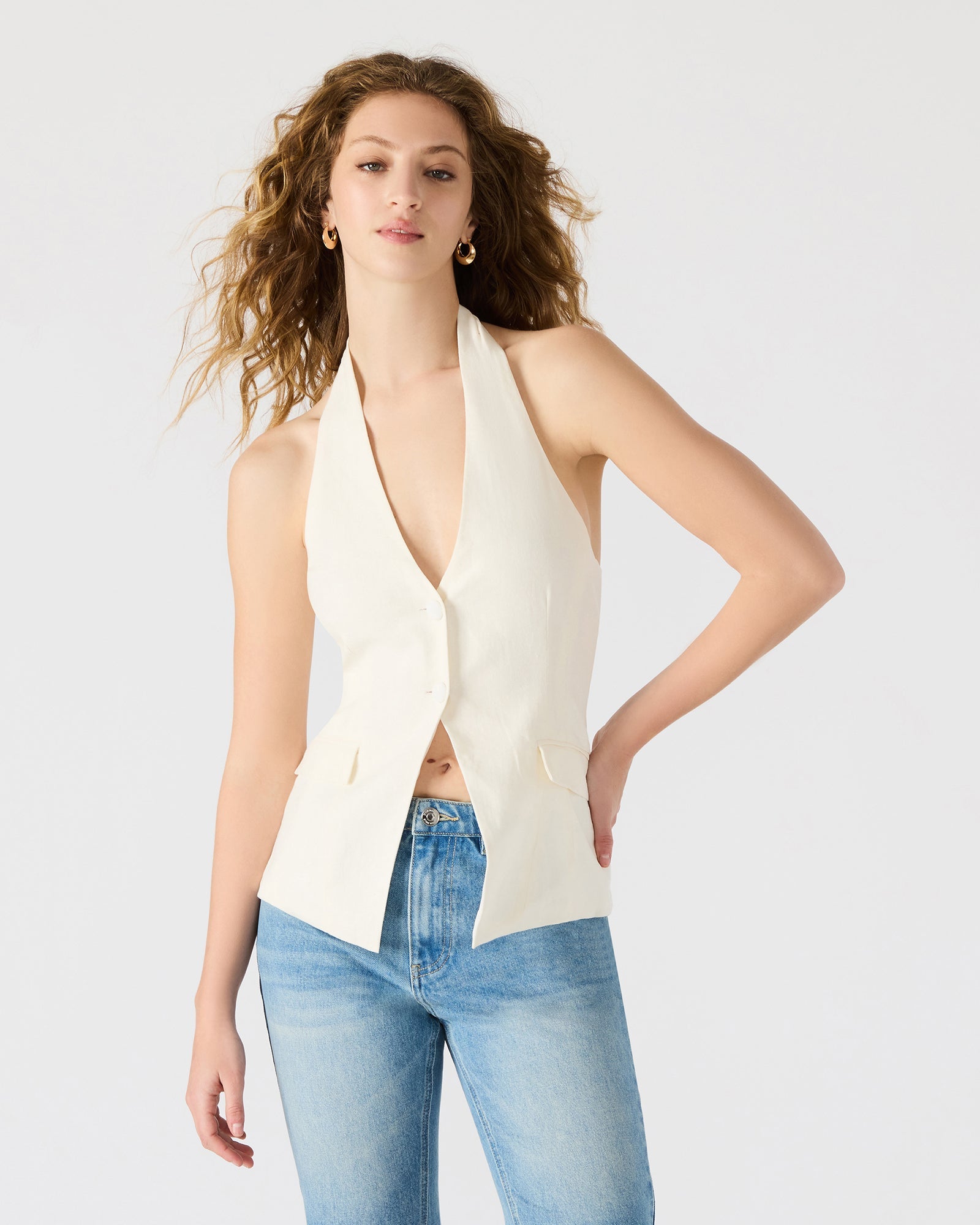 BRIELLE VEST IVORY - Clothing - Steve Madden Canada