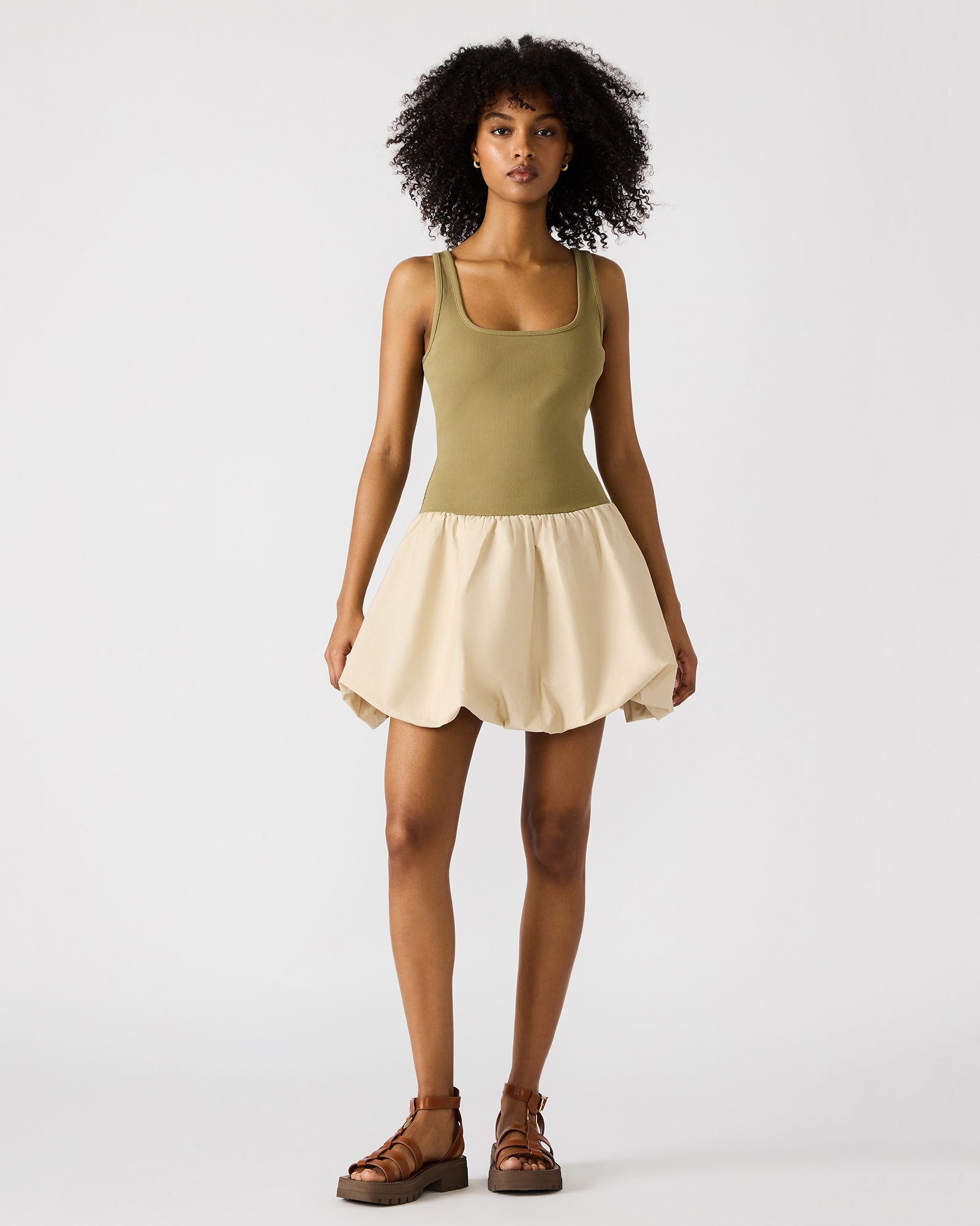 LINNEA DRESS KHAKI - Clothing - Steve Madden Canada