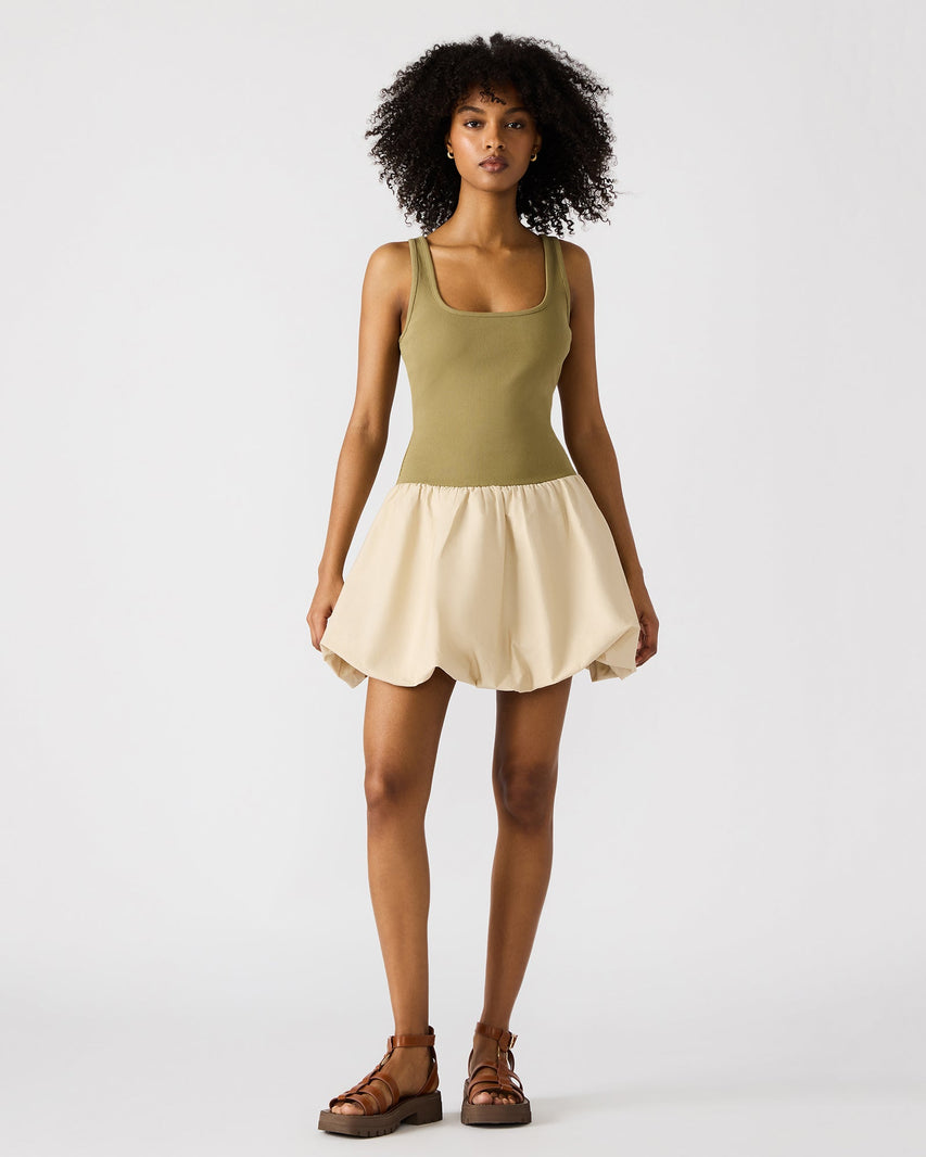 LINNEA DRESS KHAKI - Clothing - Steve Madden Canada