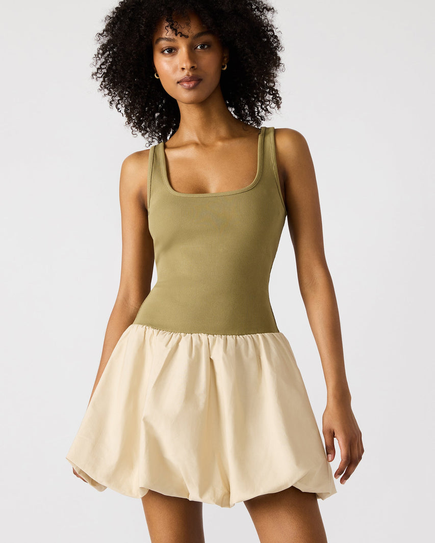 LINNEA DRESS KHAKI - Clothing - Steve Madden Canada