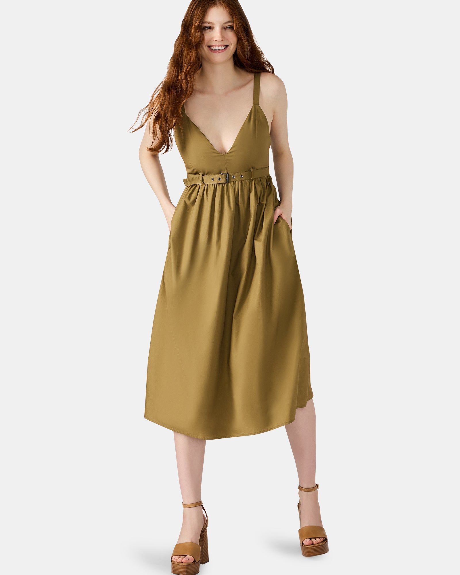 JUNO DRESS OLIVE - Clothing - Steve Madden Canada