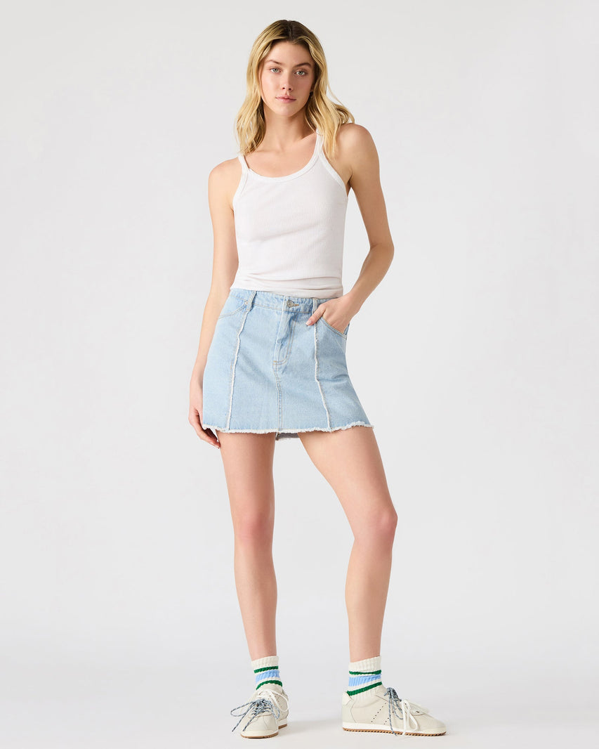 CHERI DENIM SKIRT BLUE - Clothing - Steve Madden Canada
