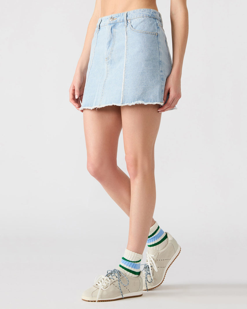 CHERI DENIM SKIRT BLUE - Clothing - Steve Madden Canada