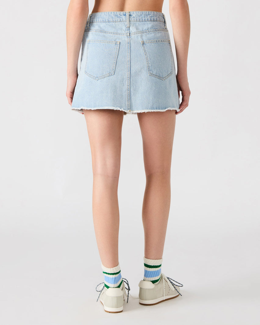 CHERI DENIM SKIRT BLUE - Clothing - Steve Madden Canada