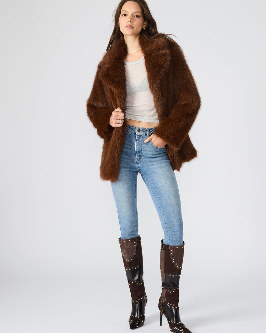 KINDRA COAT BROWN - Clothing - Steve Madden Canada