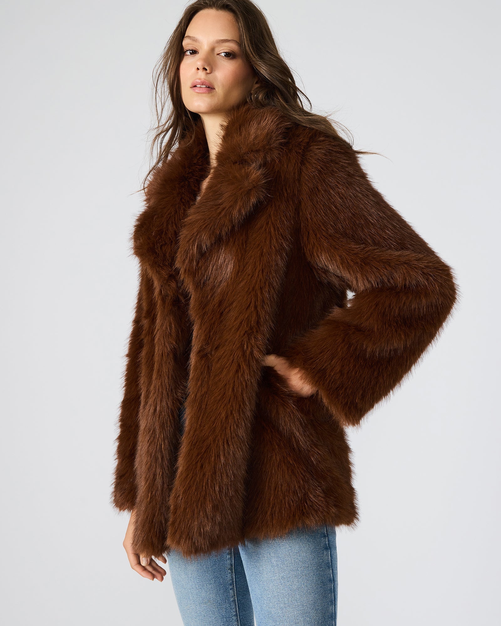 KINDRA COAT BROWN - Clothing - Steve Madden Canada