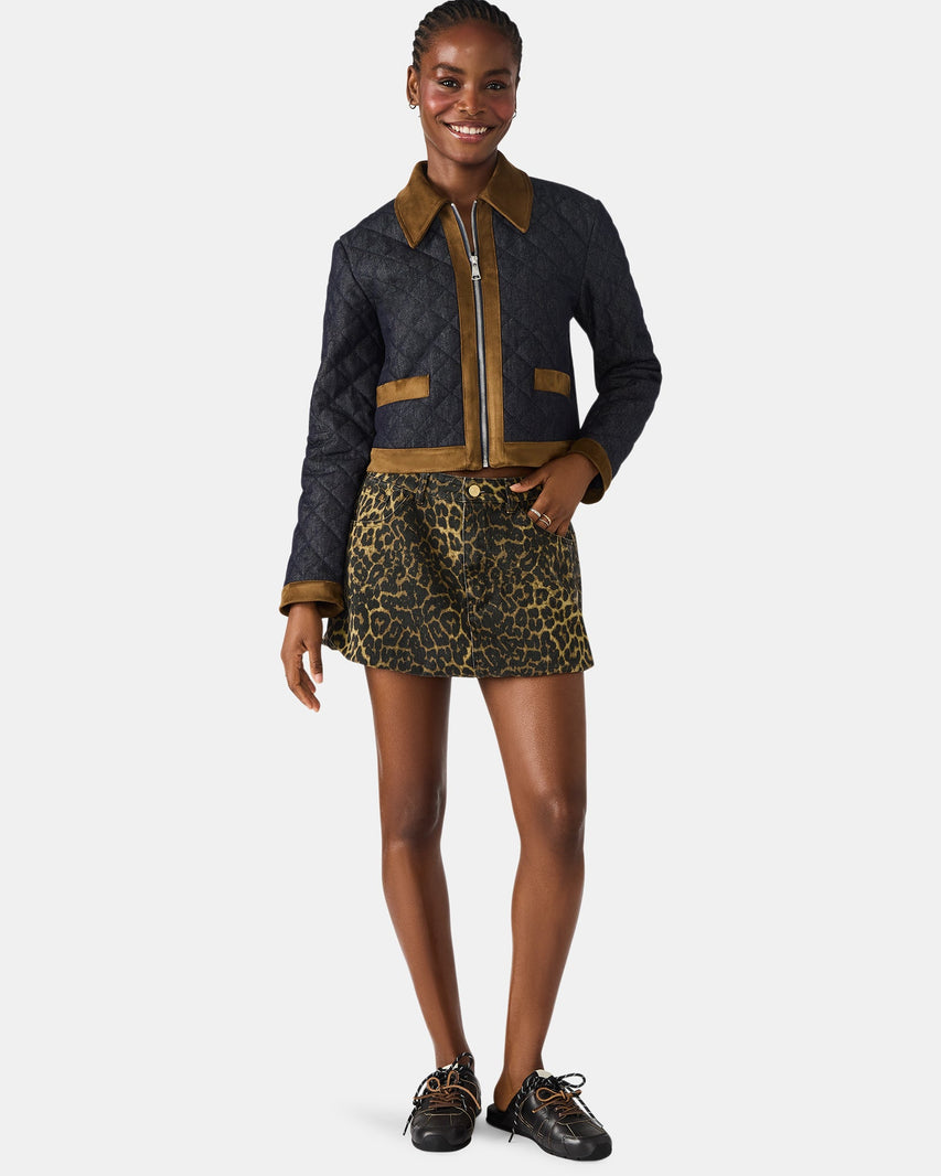 AGATHAN JACKET DARK BLUE DENIM - Clothing - Steve Madden Canada