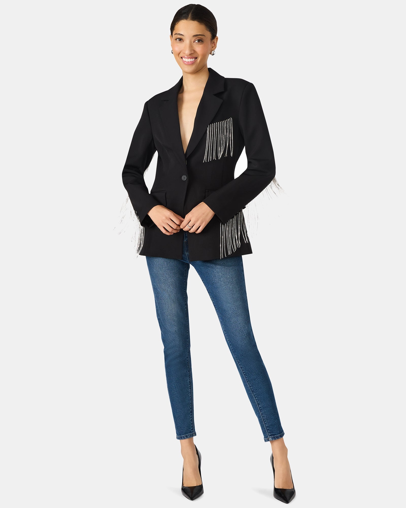 GEM BLAZER BLACK - Clothing - Steve Madden Canada