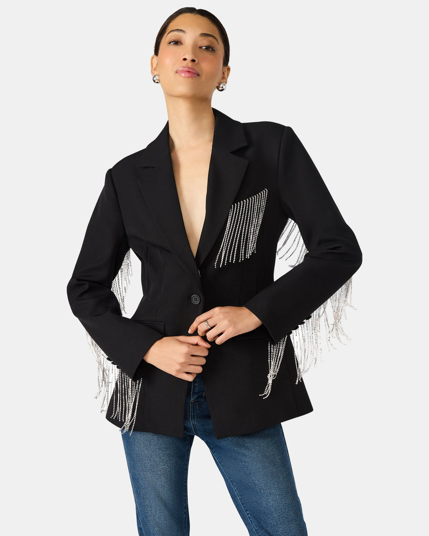 GEM BLAZER BLACK - Clothing - Steve Madden Canada