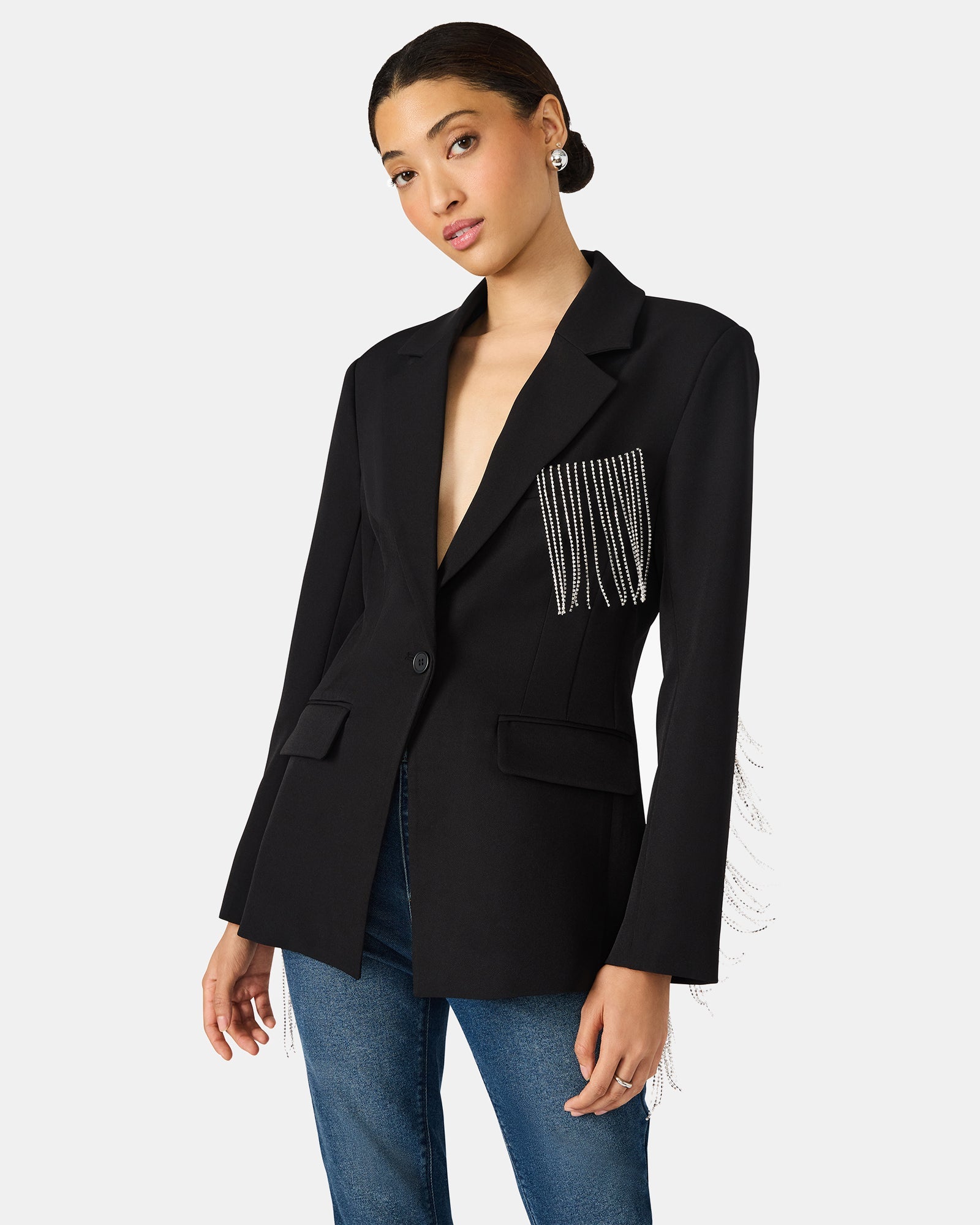 GEM BLAZER BLACK - Clothing - Steve Madden Canada