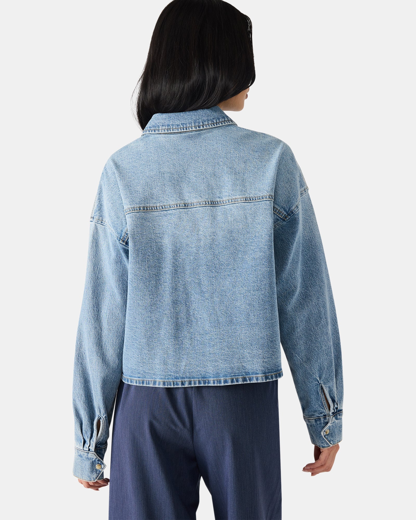 RAFI TOP LIGHT BLUE DENIM - Clothing - Steve Madden Canada