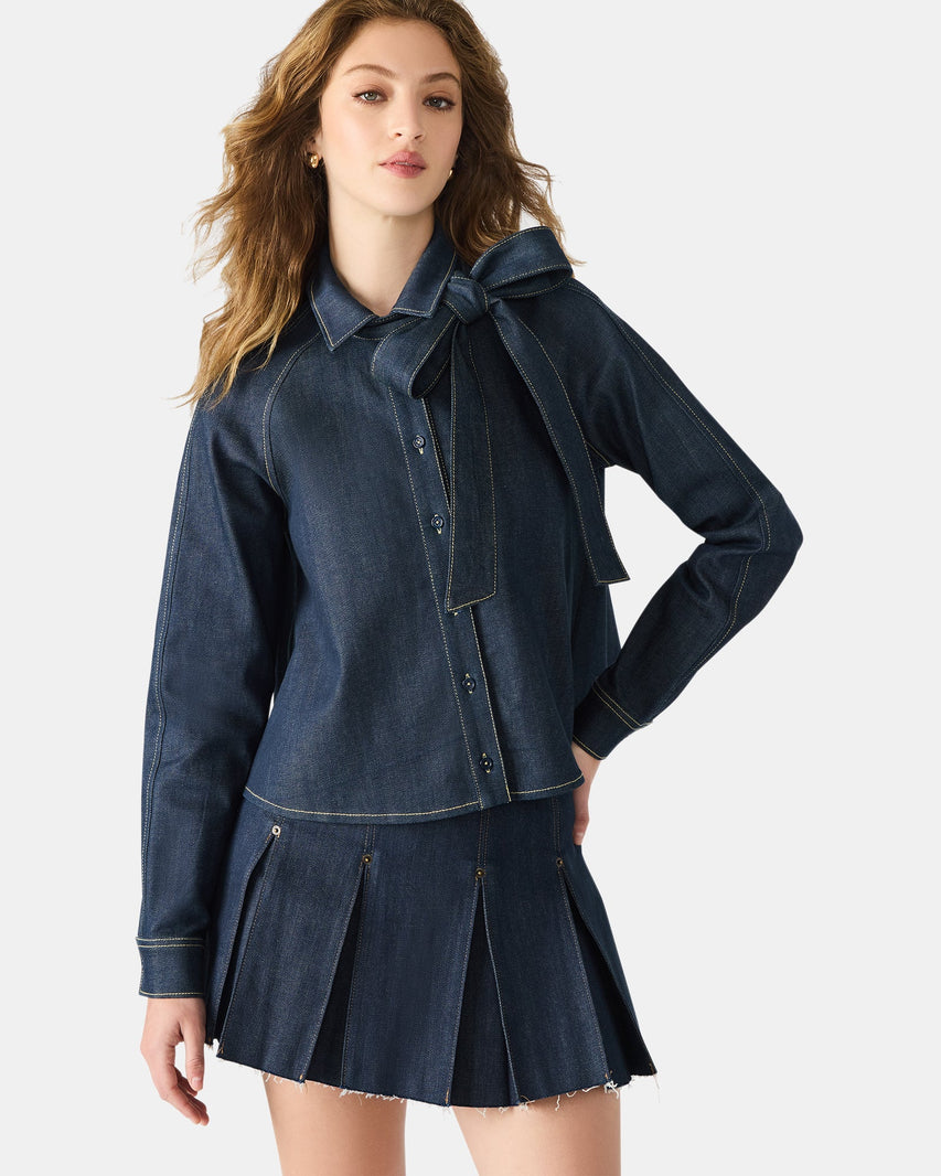 TESSIE TOP DARK BLUE DENIM - Clothing - Steve Madden Canada