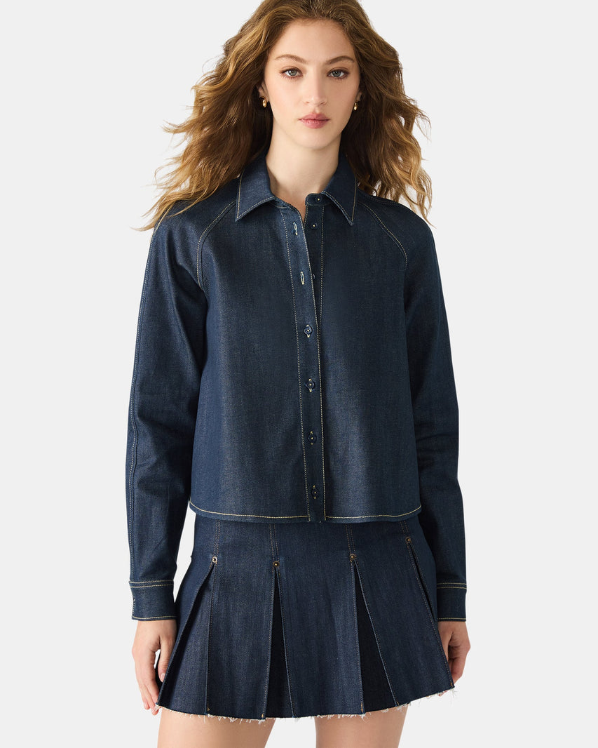 TESSIE TOP DARK BLUE DENIM - Clothing - Steve Madden Canada