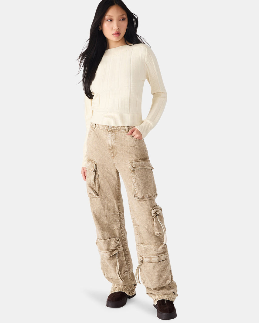 SERRA SWEATER WHITE - Clothing - Steve Madden Canada