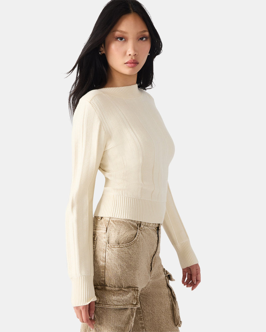 SERRA SWEATER WHITE - Clothing - Steve Madden Canada