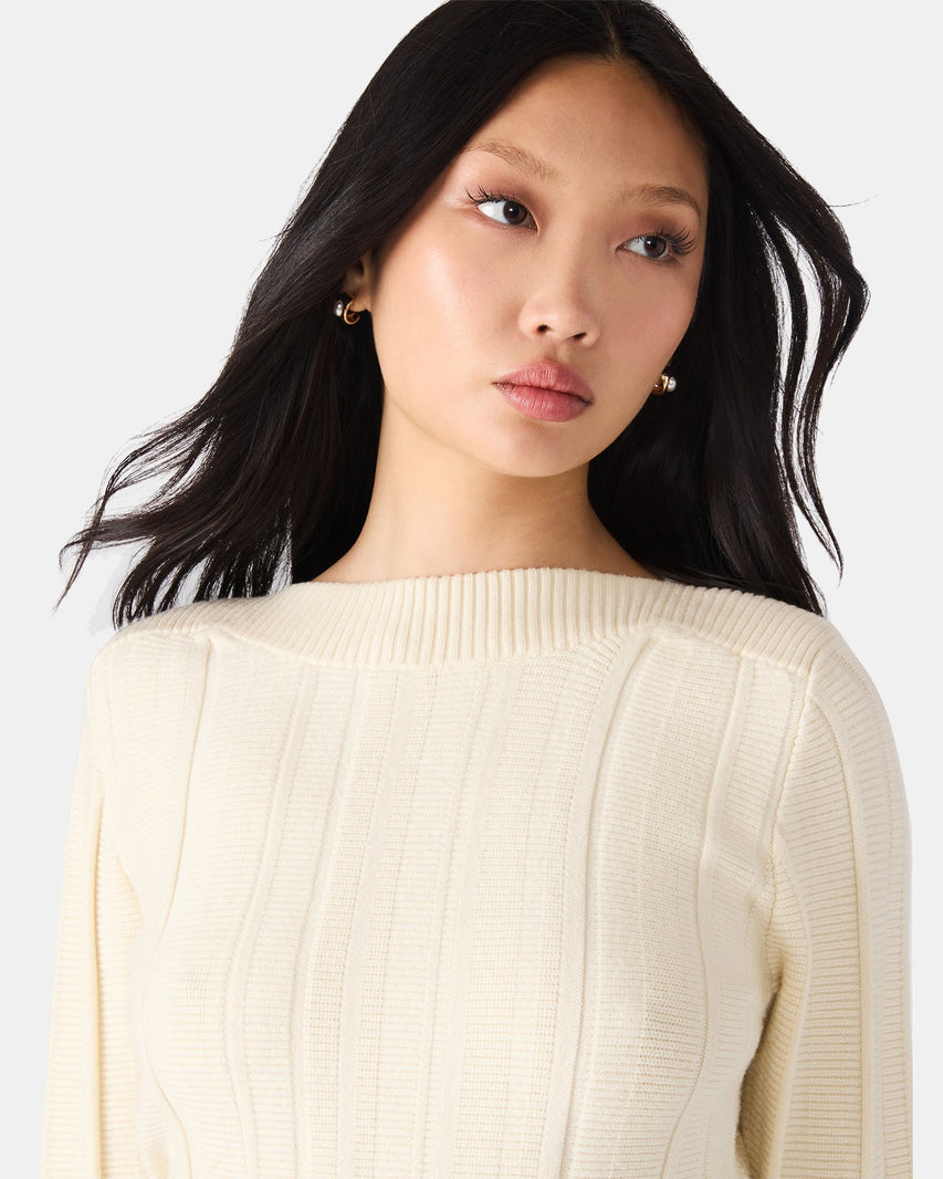 SERRA SWEATER WHITE - Clothing - Steve Madden Canada