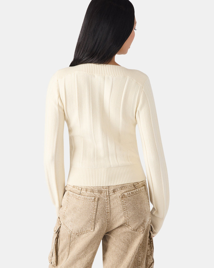 SERRA SWEATER WHITE - Clothing - Steve Madden Canada