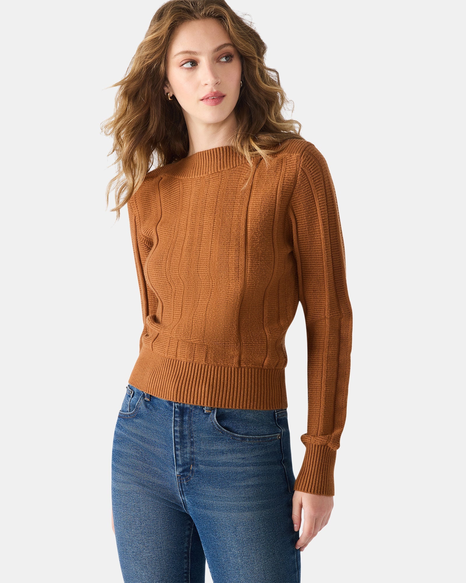 SERRA SWEATER COGNAC - Clothing - Steve Madden Canada
