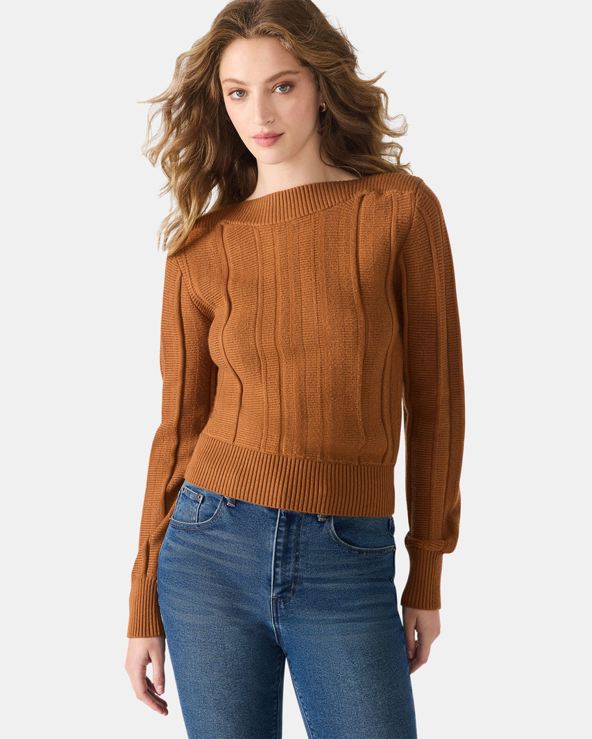 SERRA SWEATER COGNAC - Clothing - Steve Madden Canada