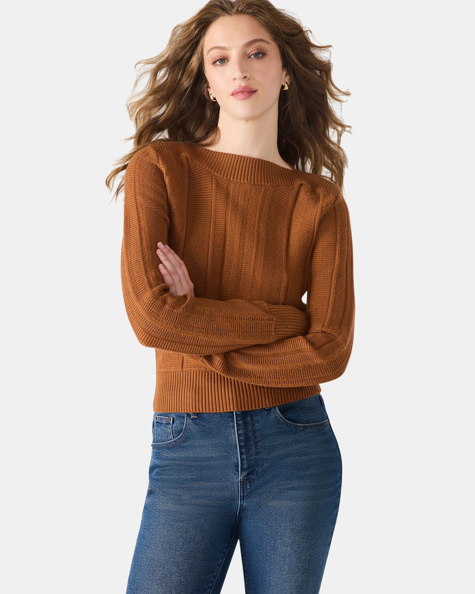 SERRA SWEATER COGNAC - Clothing - Steve Madden Canada