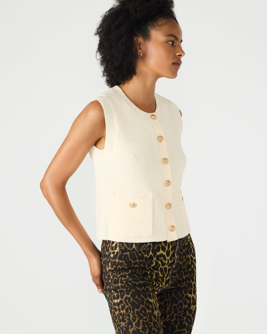 ALIYA SWEATER VEST CREAM - Clothing - Steve Madden Canada