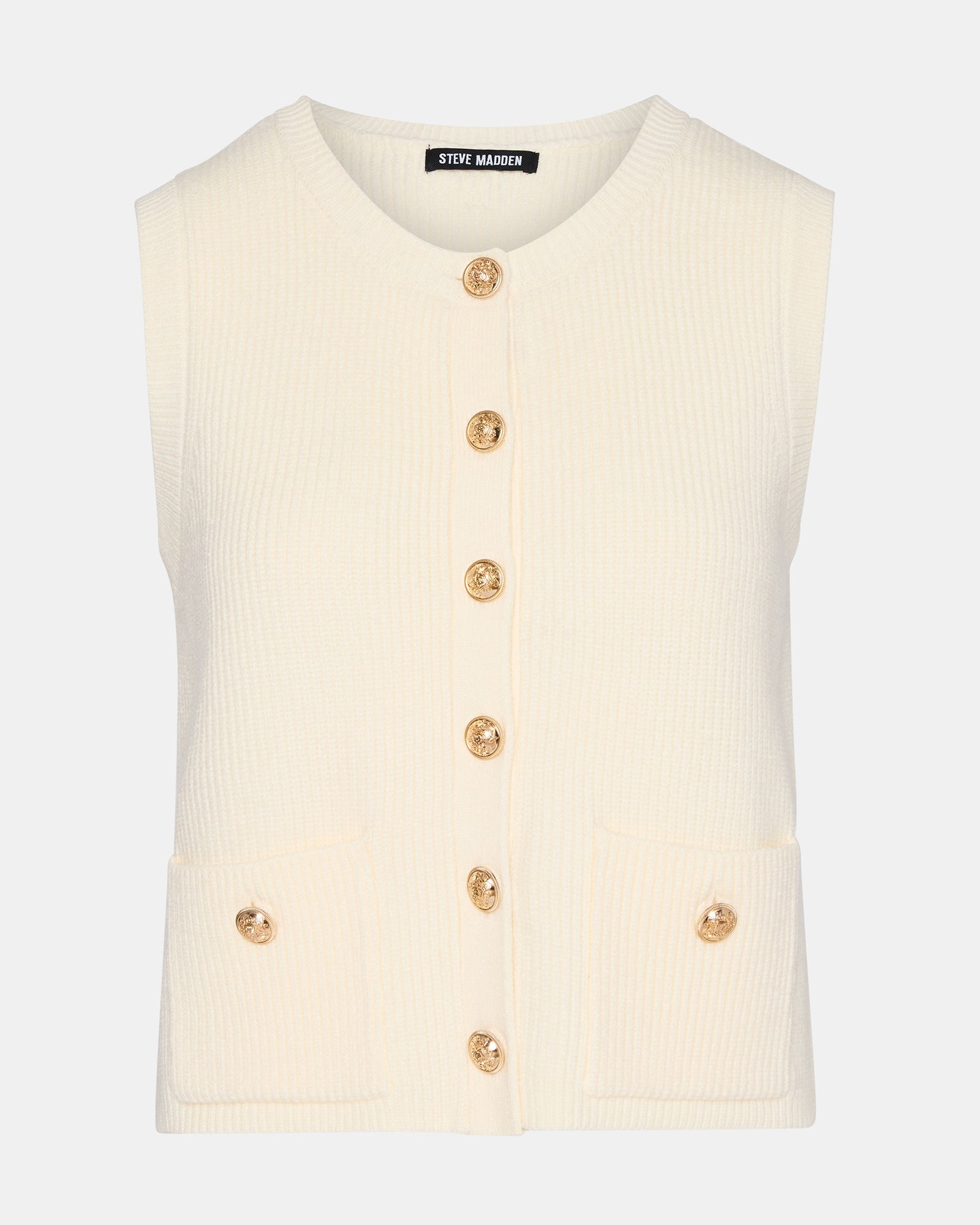 ALIYA SWEATER VEST CREAM - Clothing - Steve Madden Canada