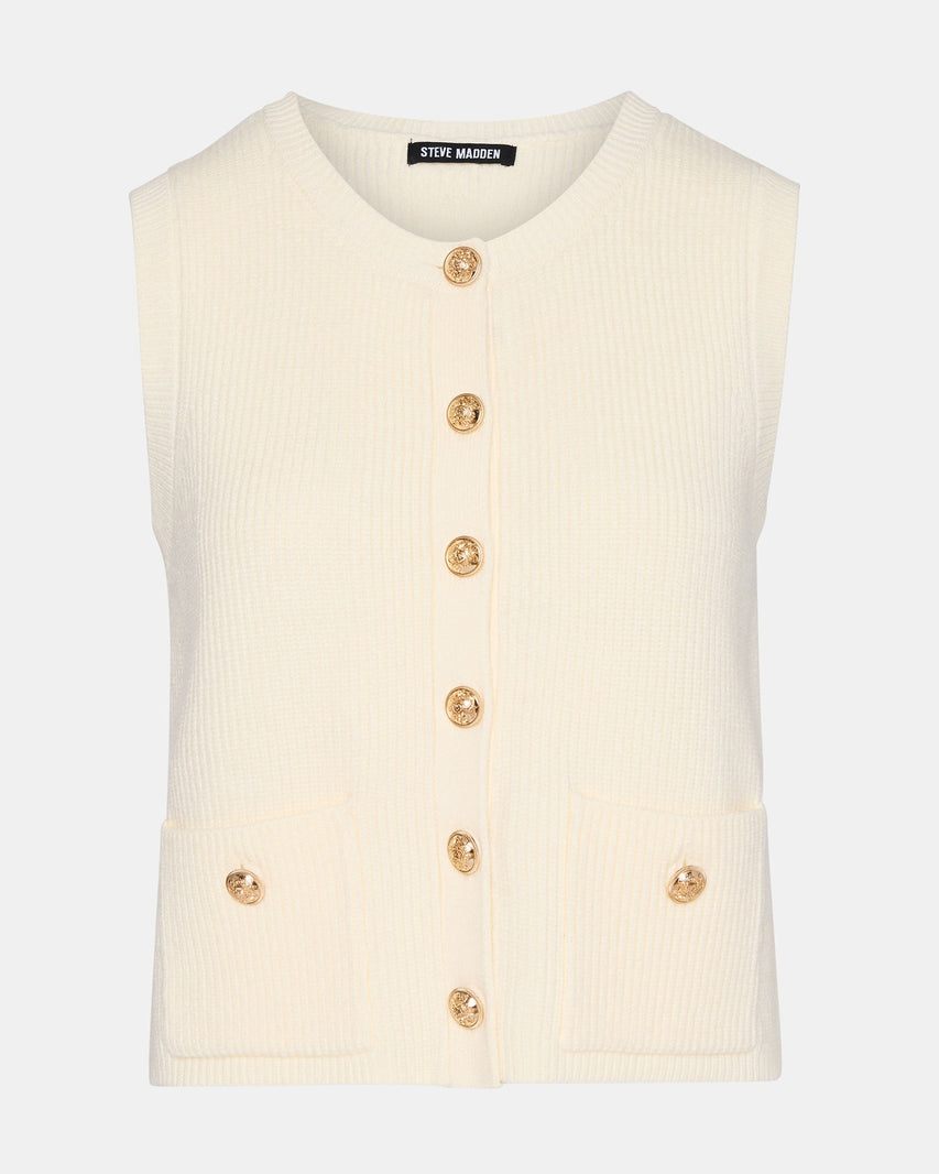 ALIYA SWEATER VEST CREAM - Clothing - Steve Madden Canada