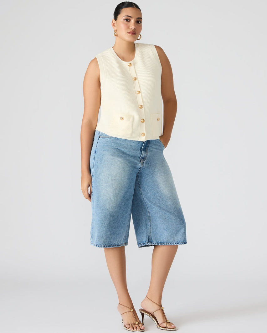ALIYA SWEATER VEST CREAM - Clothing - Steve Madden Canada
