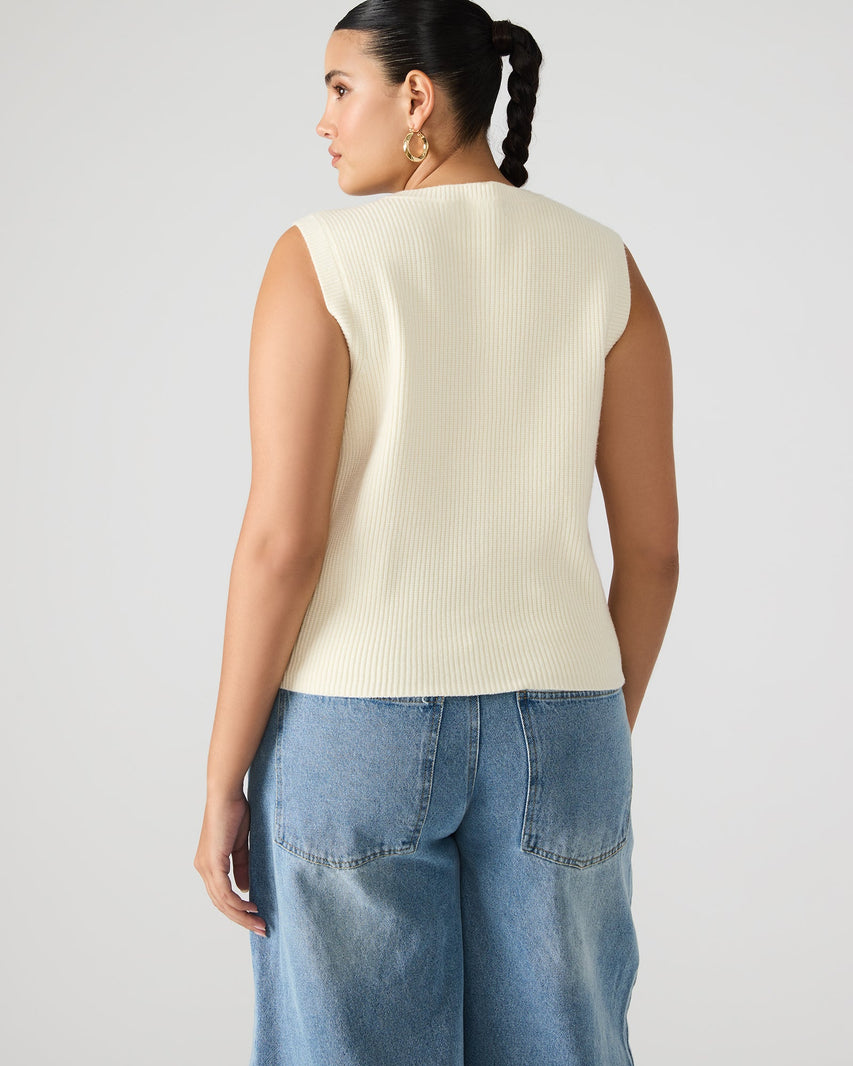 ALIYA SWEATER VEST CREAM - Clothing - Steve Madden Canada