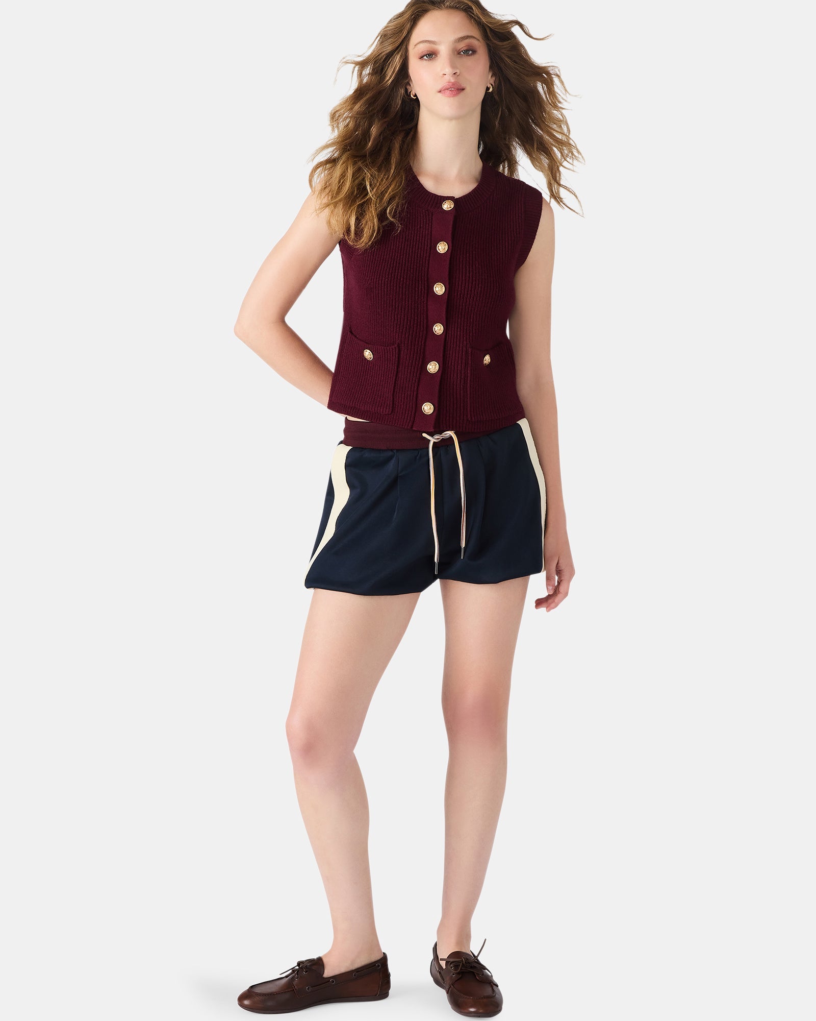ALIYA SWEATER VEST WINE - Clothing - Steve Madden Canada