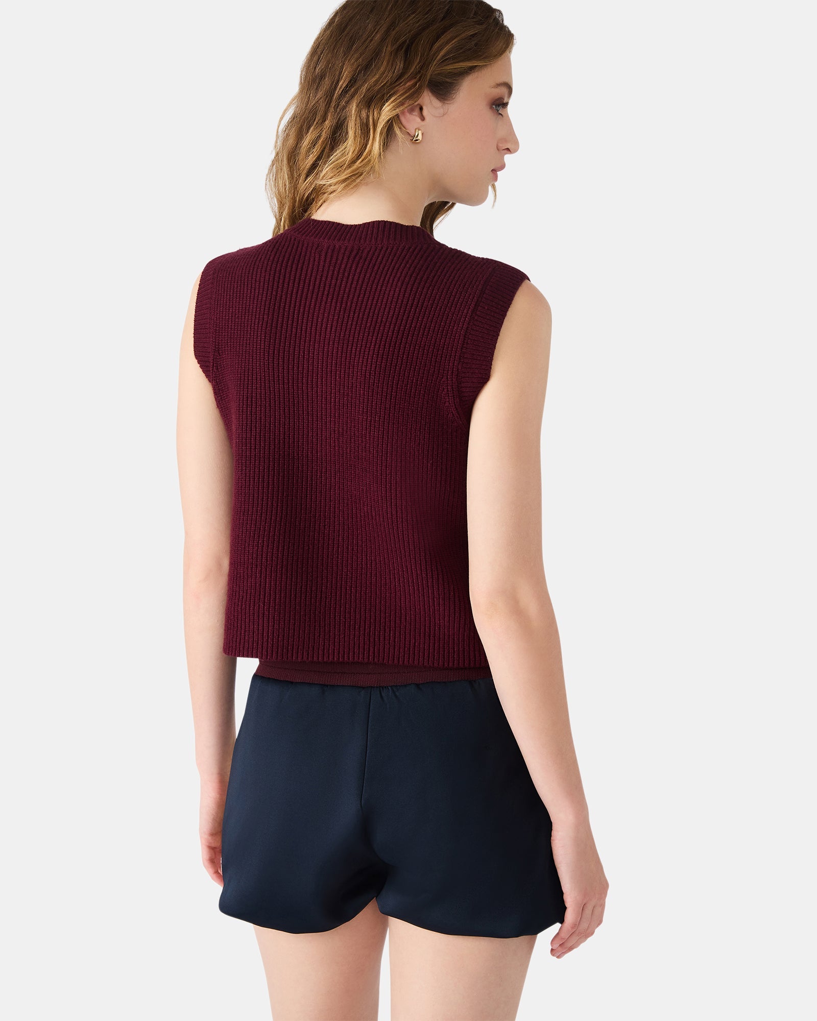 ALIYA SWEATER VEST WINE - Clothing - Steve Madden Canada