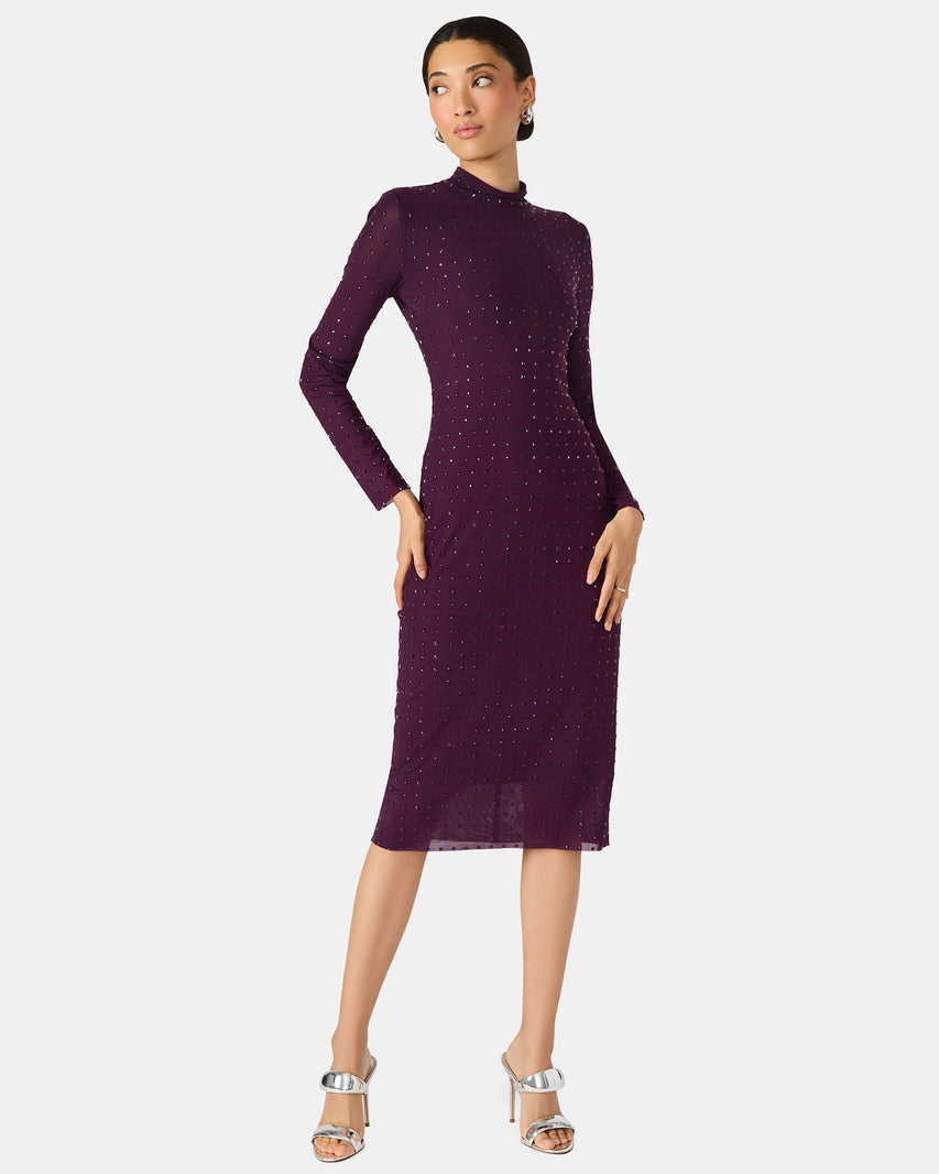 KRISTA MIDI DRESS PURPLE - Clothing - Steve Madden Canada