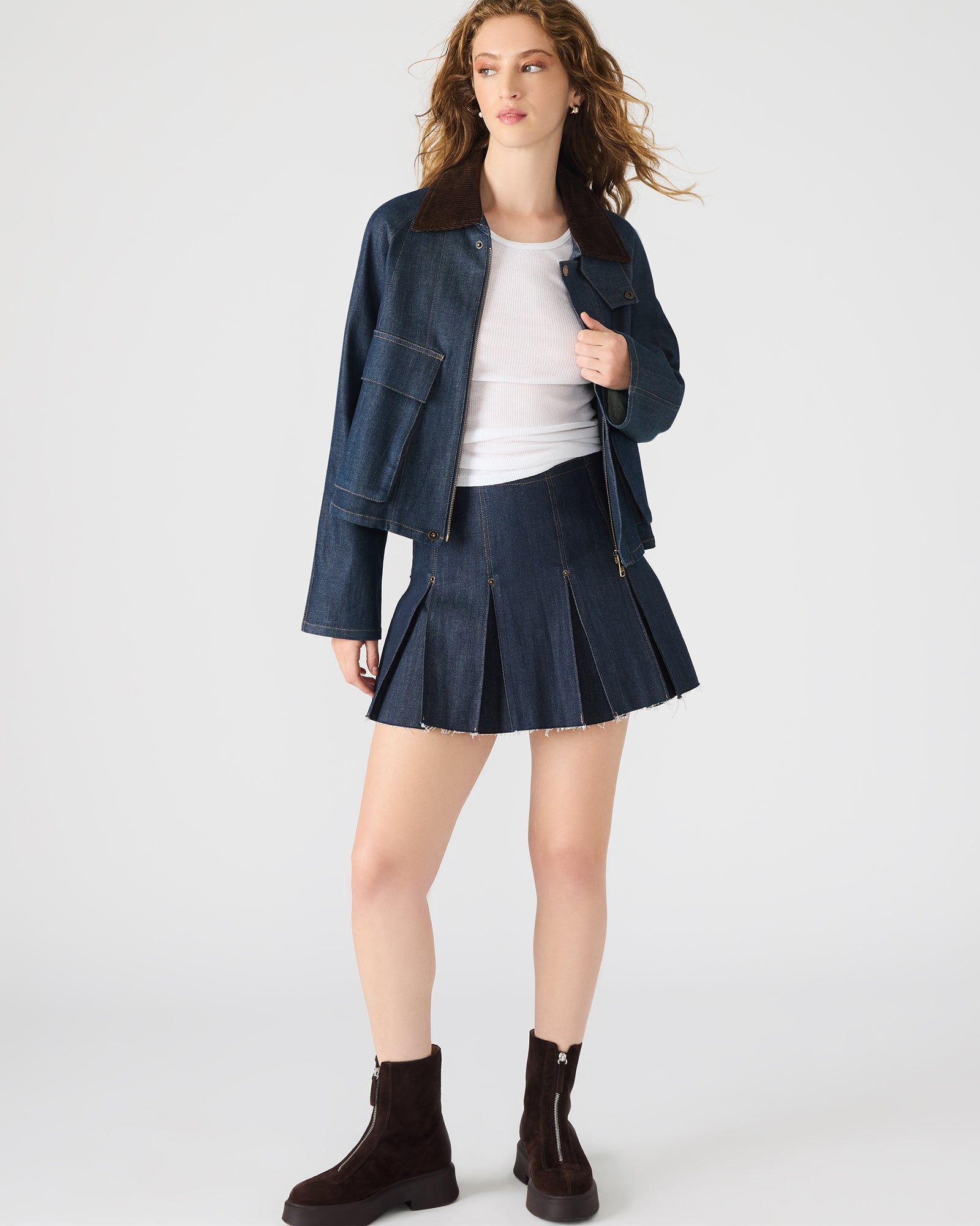 JOAN SKIRT DARK BLUE DENIM - Clothing - Steve Madden Canada