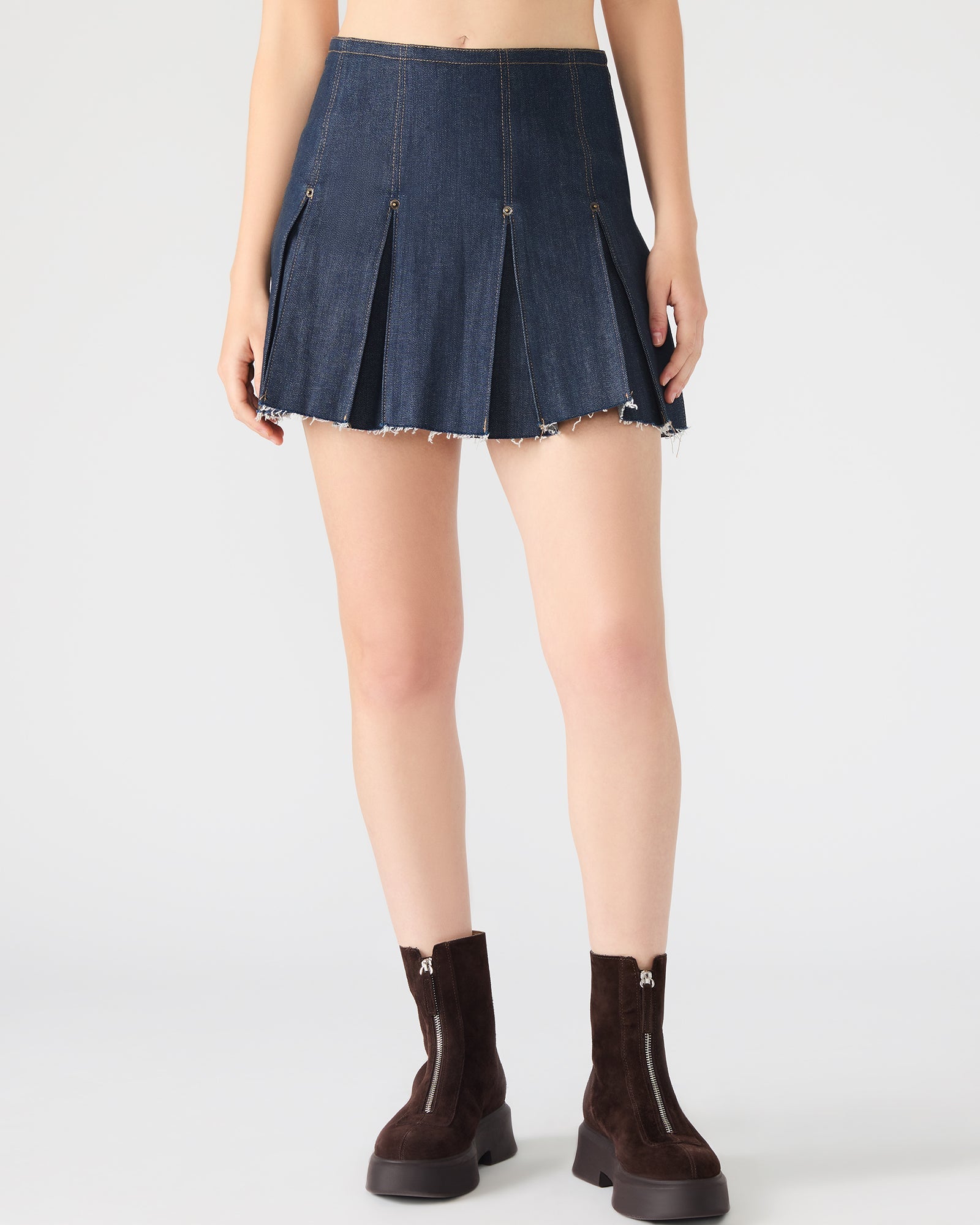 JOAN SKIRT DARK BLUE DENIM - Clothing - Steve Madden Canada