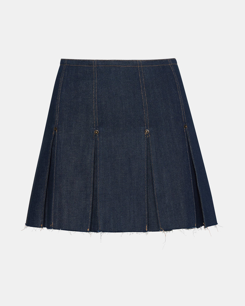 JOAN SKIRT DARK BLUE DENIM - Clothing - Steve Madden Canada
