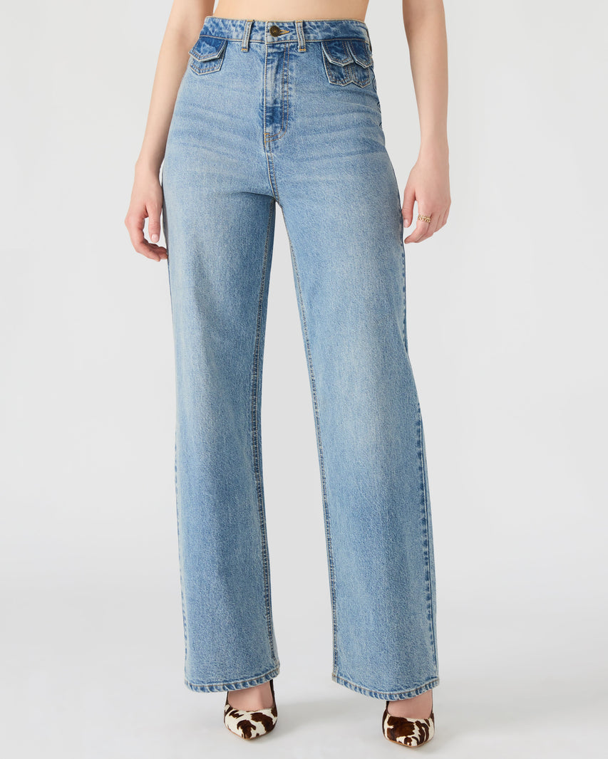 GERALDINE JEAN LIGHT BLUE DENIM - Clothing - Steve Madden Canada