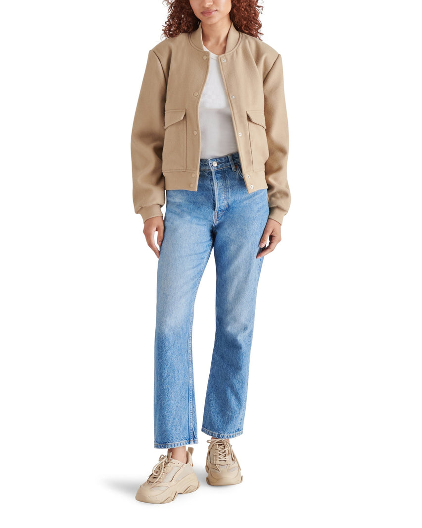 BOXY CUT BOMBER BEIGE - Clothing - Steve Madden Canada