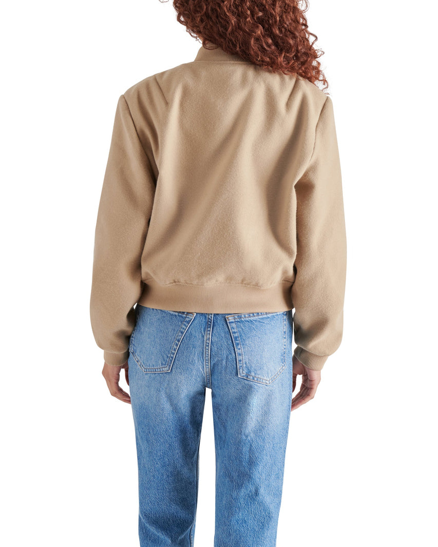BOXY CUT BOMBER BEIGE - Clothing - Steve Madden Canada