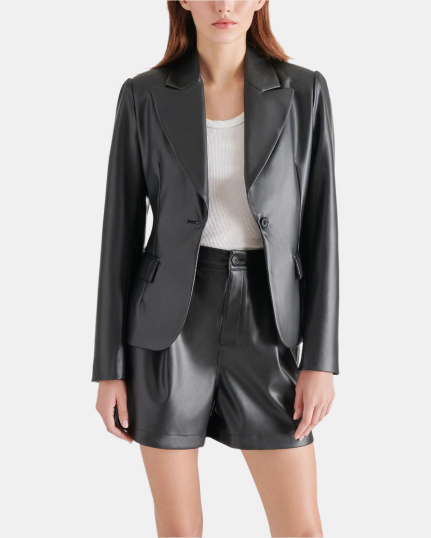 CINCHED BLAZER BLACK - Clothing - Steve Madden Canada