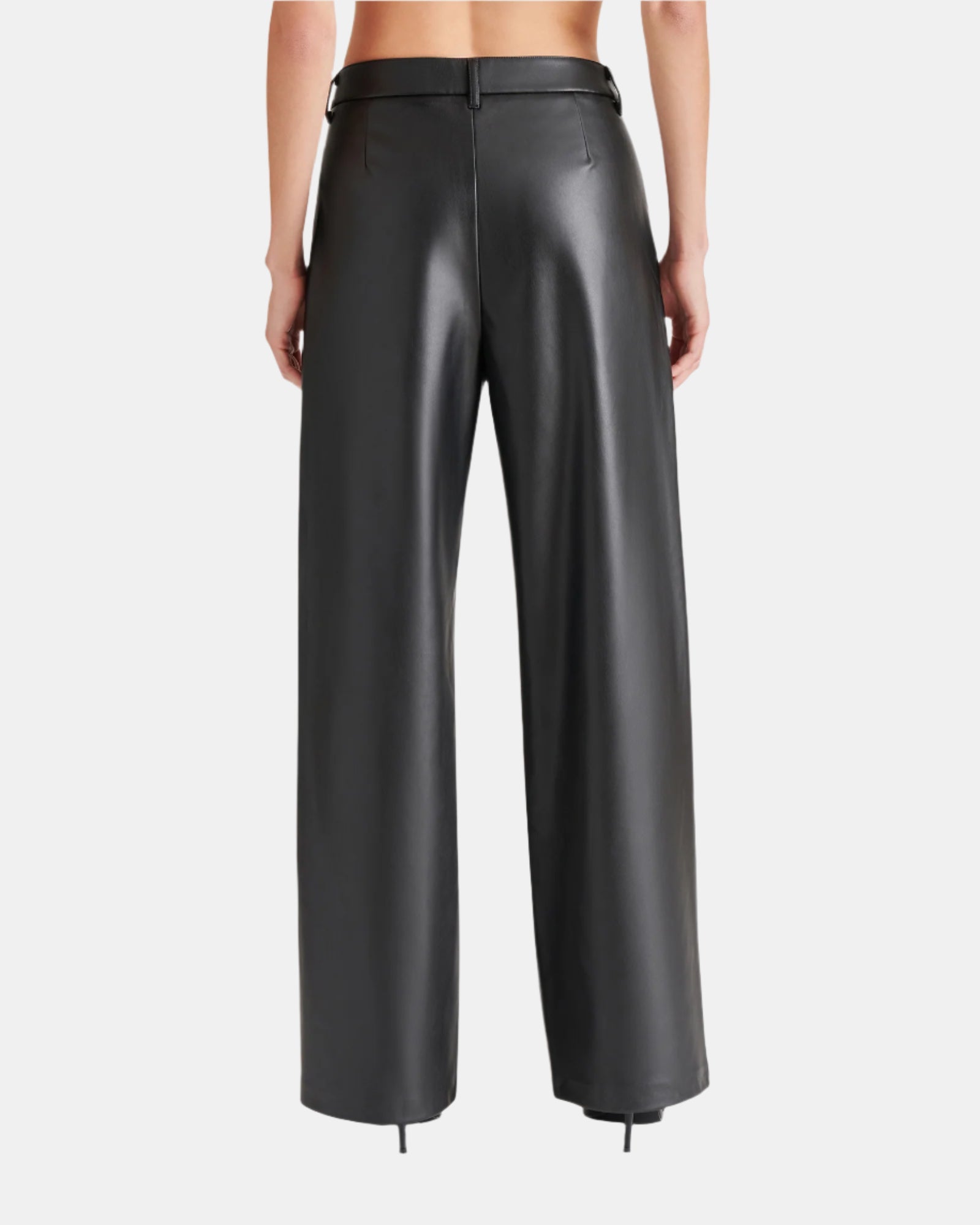 VEGAN LEATHER HIGH RISE TROUSER PANTS BLACK - Clothing - Steve Madden Canada